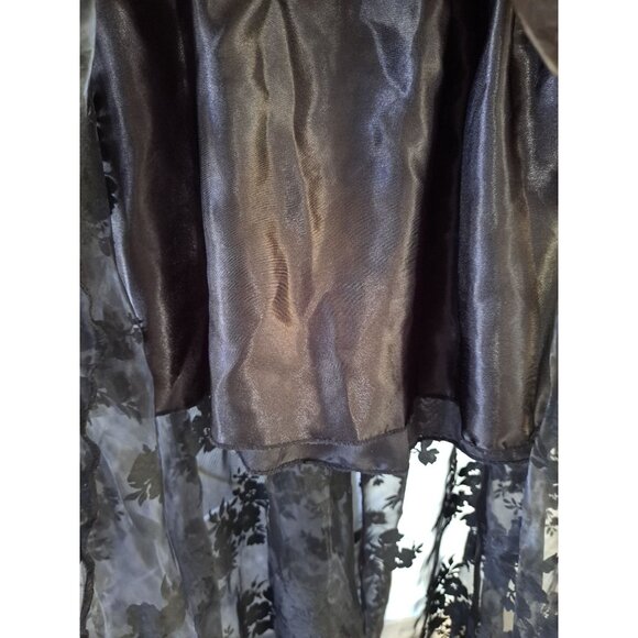Black Velvet Burnout Floral Sheer Maxi Skirt Elastic Waist Women's Large Gothic - Picture 5 of 9